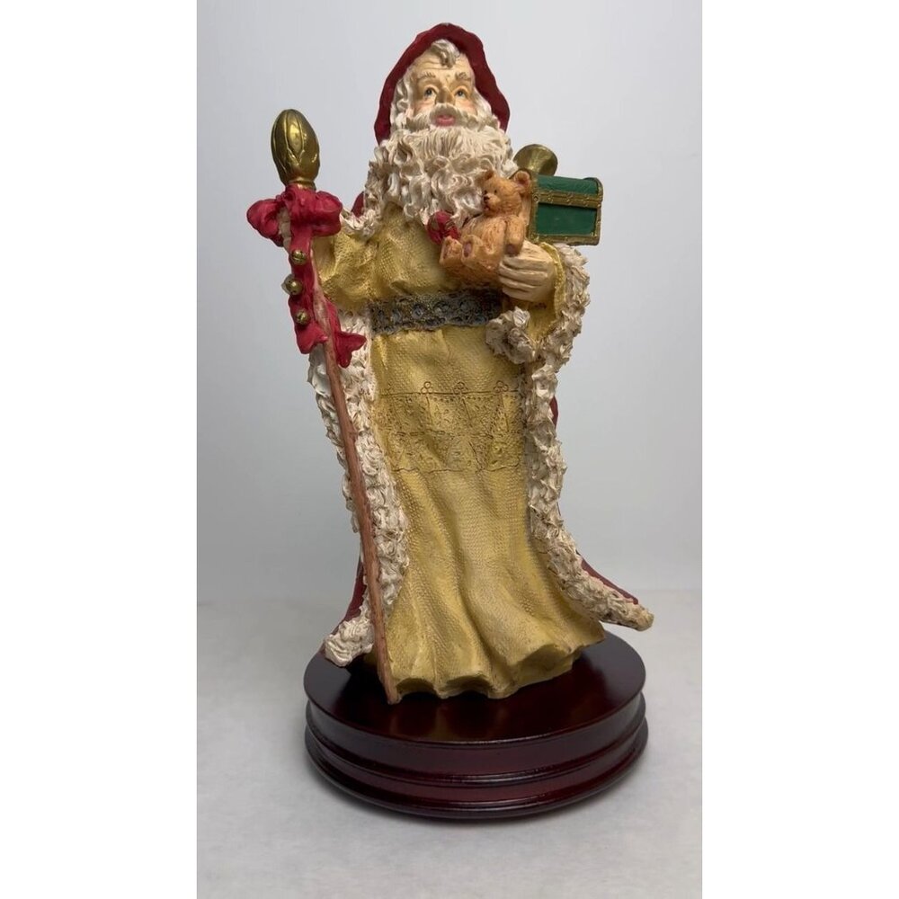 Vtg Musical Santa Figurine Wooden Base 12" Tall O Tannenbaum Wind Up Red Cape - Picture 15 of 16